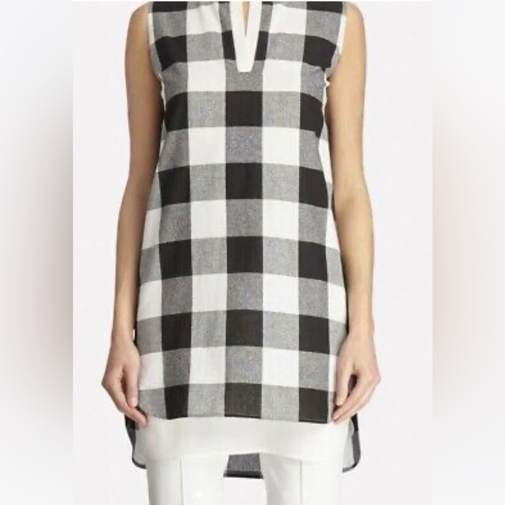 Misook Collection Gingham Print Tunic Medium Black White